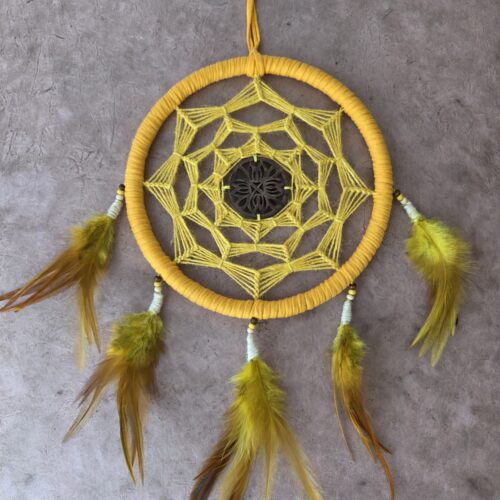 atrapasueños amarillo (21 cm de diámetro)